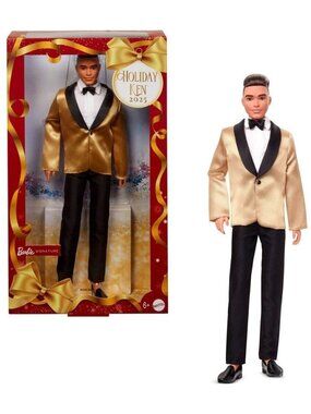 Holiday Ken 2025 Barbie Signature Doll In Gold Tuxedo Jacket & Bowtie Mattel
